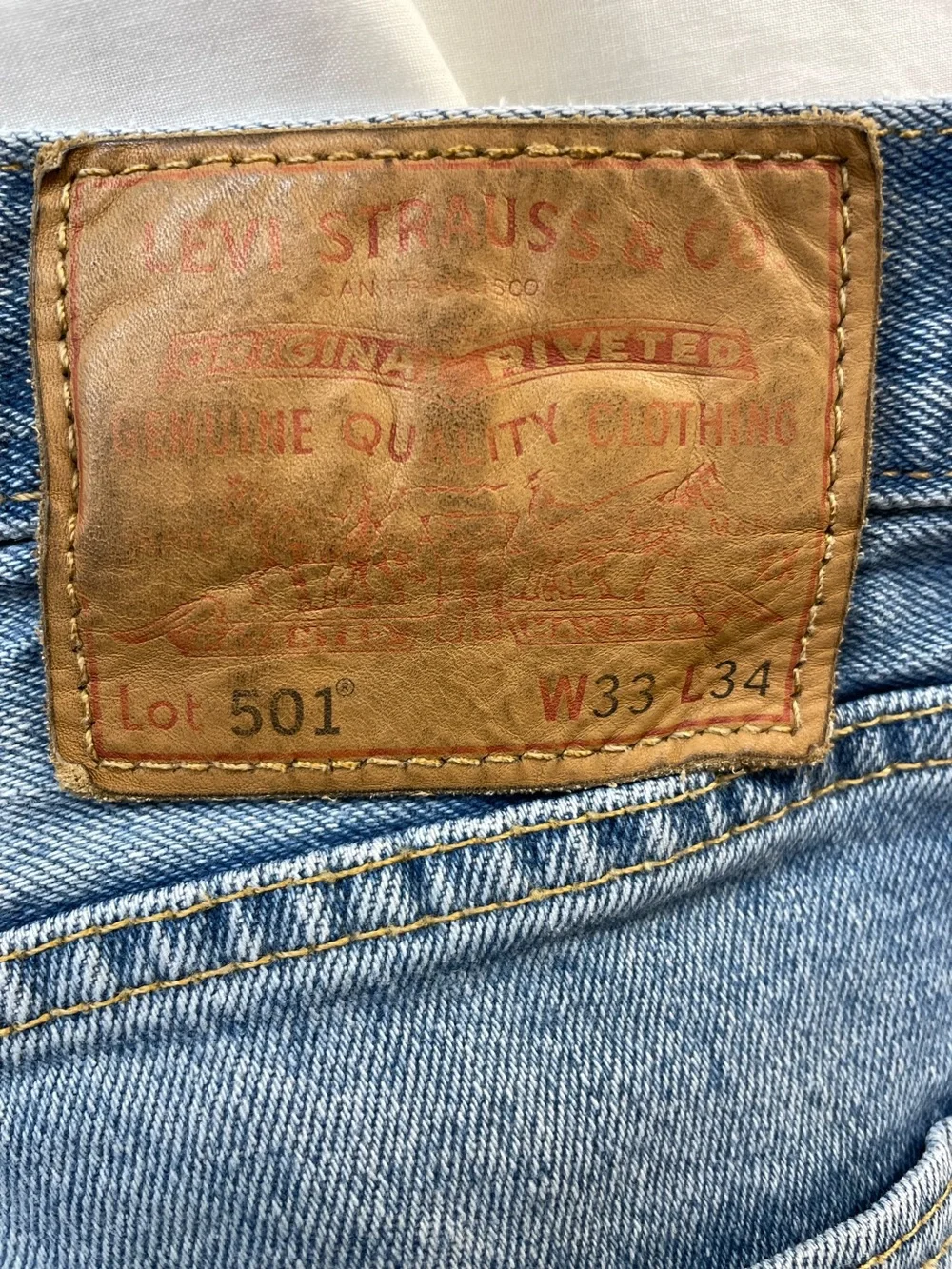 Big E 501 Levi’s vintage button fly jeans light blue men sz  33x34